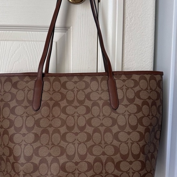Coach Tan and Brown Signature Tote - Picture 3 of 6